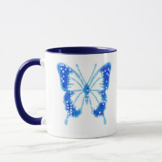 Blue Digital Butterfly, customise background Mug