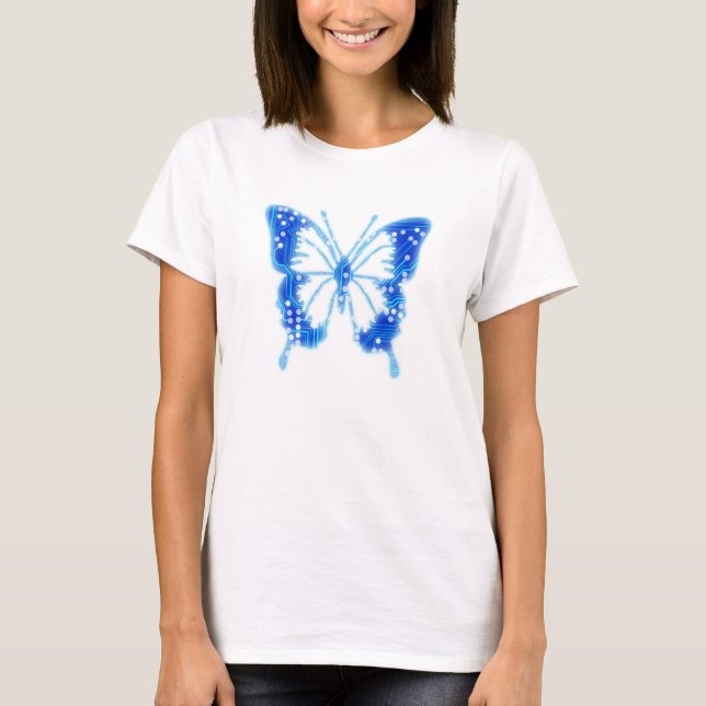Blue Digital Butterfly, customise background  T-Shirt (Front)