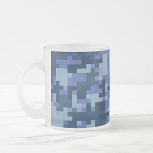 Blue Digital Camo Clear Frosted Mug
