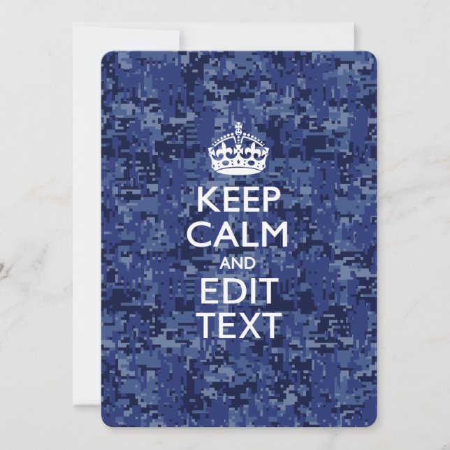Blue digital camo KEEP CALM AND Edit Text (Front)