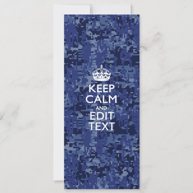 Blue digital camo KEEP CALM AND Edit Text (Front)