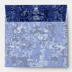 Blue digital camo KEEP CALM AND Edit Text Envelopes