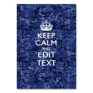 Blue digital camo KEEP CALM AND Edit Text Table Number