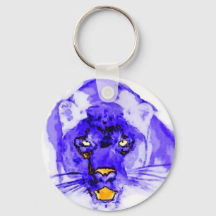 Blue Digital Pop Art Jaguar Key Ring