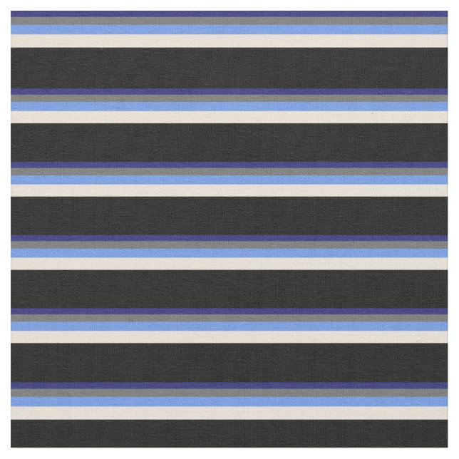 Blue, Dim Grey, Cornflower Blue, Bisque & Black Fabric (Close Up)