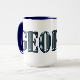 Blue Dimensional George Name Logo, Mug