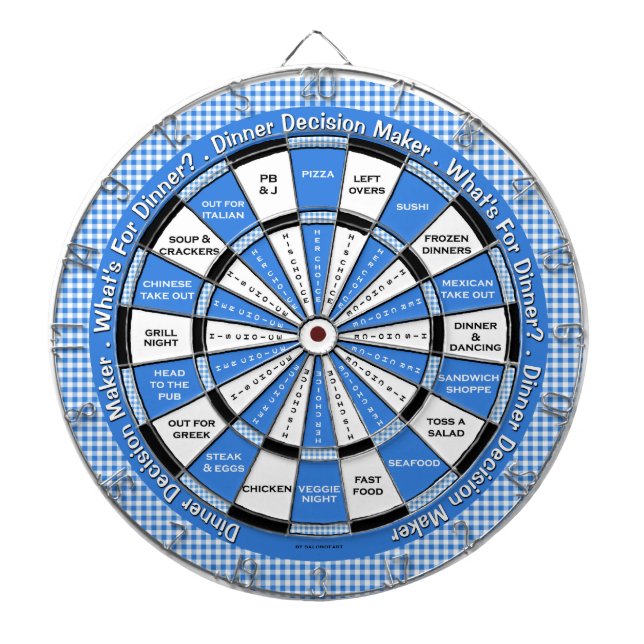 Blue Dinner Decision Maker in Chequered Tablecloth Dartboard (Front)
