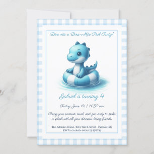 Blue Dino Pool Party – Birthday Invitation