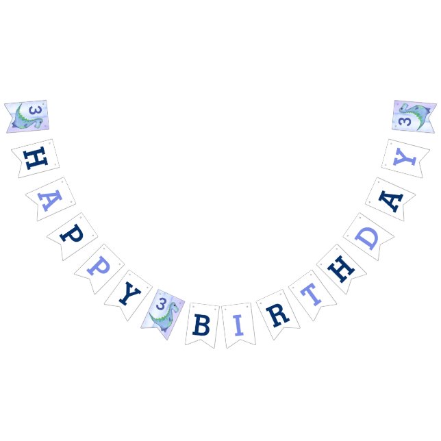 Blue Dinosaur Add Age Birthday Dino Party Bunting (All)