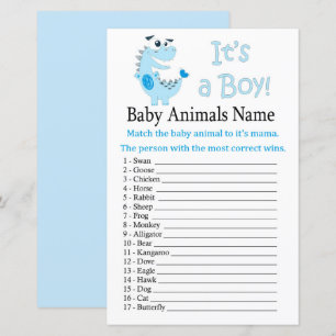 Blue Dinosaur Baby Animals Name Game
