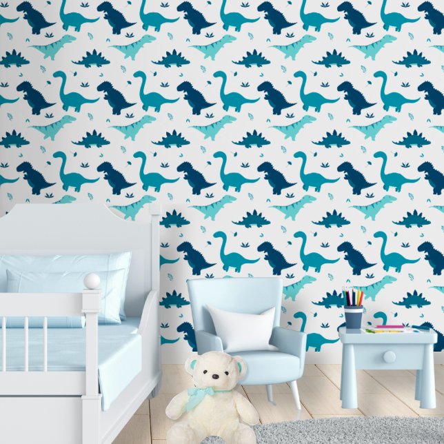 Blue Dinosaur Baby Boy Nursery Peel & Stick Cute Wallpaper (Blue Dinosaur Baby Boy Nursery Peel & Stick Cute Wallpaper
)