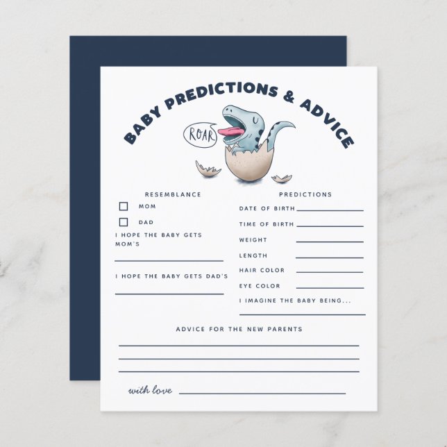 Blue Dinosaur Baby Predictions & Advice  (Front/Back)