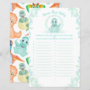 Blue Dinosaur Baby Shower Baby Name Race Game