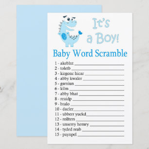 Blue Dinosaur Baby word scramble game
