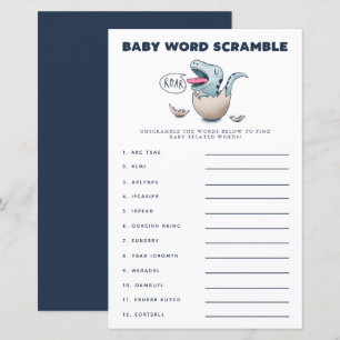 Blue Dinosaur Baby Word Scramble Game 