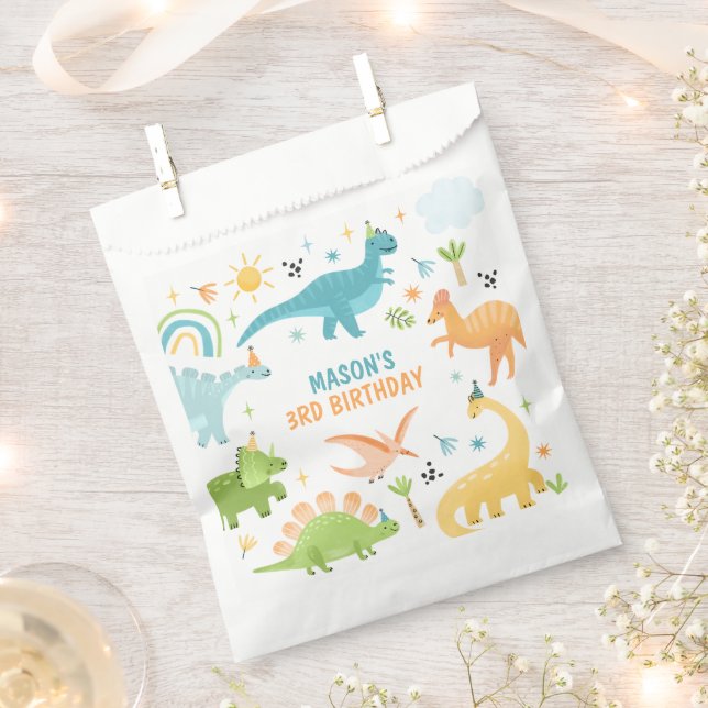 Blue Dinosaur Birthday Party  Favour Bags (Clipped)