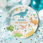 Blue Dinosaur Birthday Party  Paper Plate<br><div class="desc">Blue Dinosaur Birthday Party Paper Plates
All designs are © PIXEL PERFECTION PARTY LTD</div>
