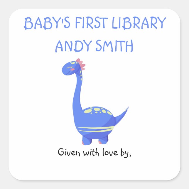 Blue Dinosaur - bookplate label (Front)