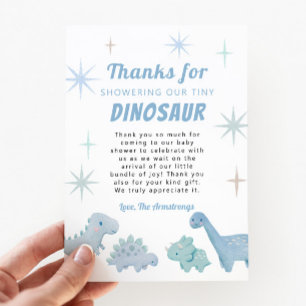Blue Dinosaur Boy Baby Shower Thank You Card