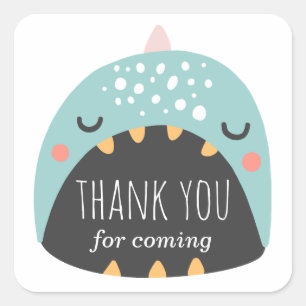 Blue dinosaur. Boy birthday thank you for coming Square Sticker