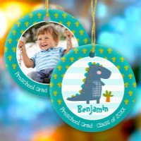 Blue Dinosaur Boy Preschool Graduation Keepsake