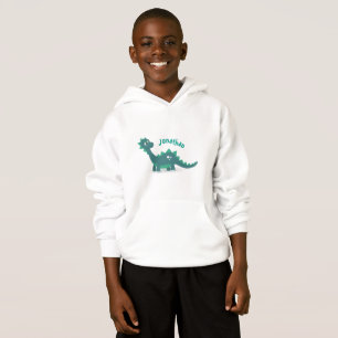 Blue dinosaur calling kid's name hoodie