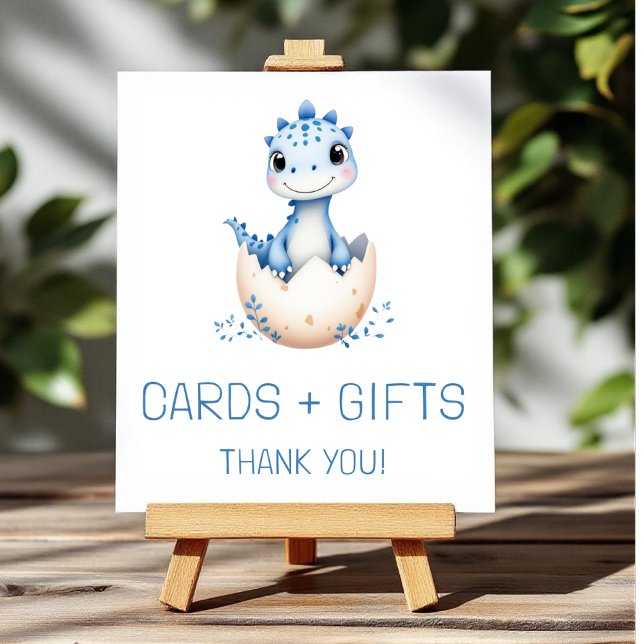 Blue Dinosaur Cards and Gifts Baby Shower Sign (Creator Uploaded)