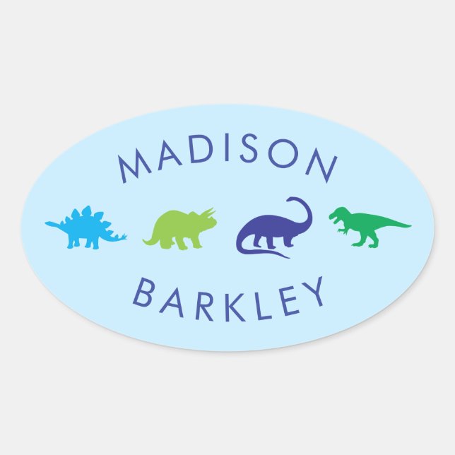 Blue Dinosaur Cute Kid Dino Envelope Seal Sticker (Front)