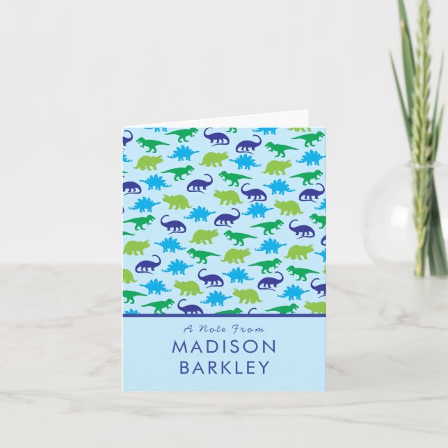 Blue Dinosaur Cute Kid's Dino Stationary Cards (Front)