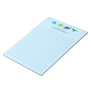 Blue Dinosaur Cute Kid's Dino Stationary Notepad