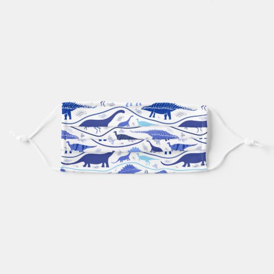 Blue dinosaur face mask, blue, white, kids, cloth face mask | Zazzle.co.uk