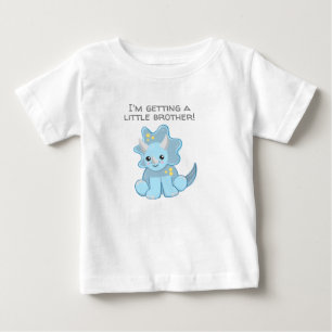 Blue Dinosaur Getting a Little Brother Baby T-Shirt