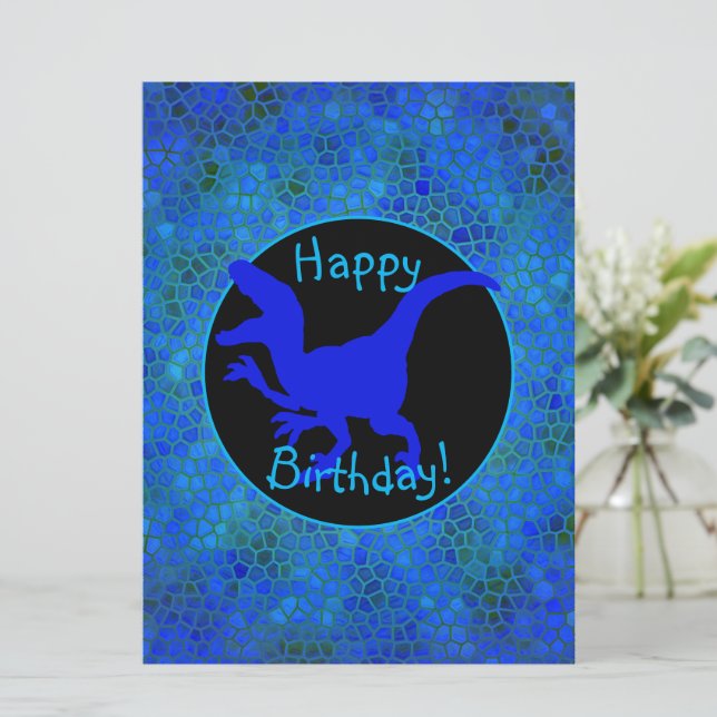 Blue Dinosaur Hide Happy Birthday! Card (Standing Front)