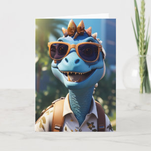 Blue Dinosaur Hiker   Card