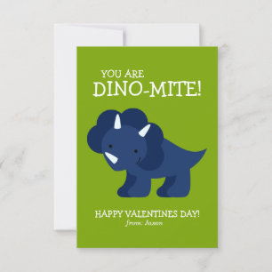 Blue Dinosaur Kids School Valentines Invitation