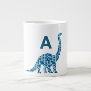 Blue Dinosaur Monogram Large Coffee Mug