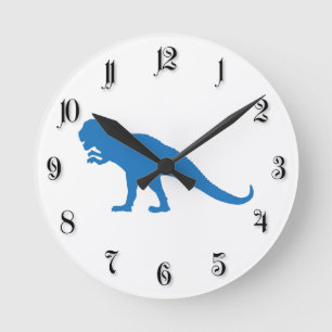 Blue Dinosaur Round Clock
