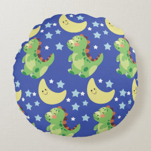 Blue Dinosaur  Round Cushion