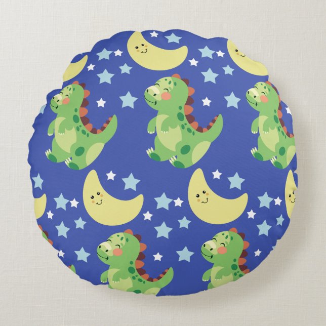 Blue Dinosaur  Round Cushion (Front)