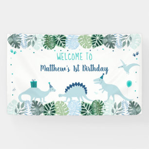 Blue Dinosaur Safari Birthday Banner