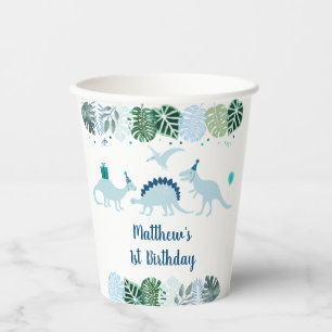 Blue Dinosaur Safari Birthday Paper Cups