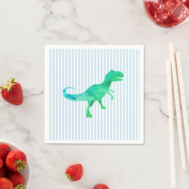 Blue Dinosaur Silhouette Trex Napkin (Insitu)