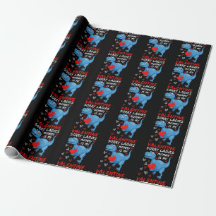 Blue Dinosaur Sorry Ladies Mummy is my Valentine Wrapping Paper