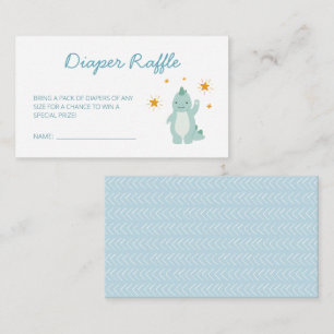 Blue Dinosaur Stars Boy Baby Diaper Raffle Enclosure Card