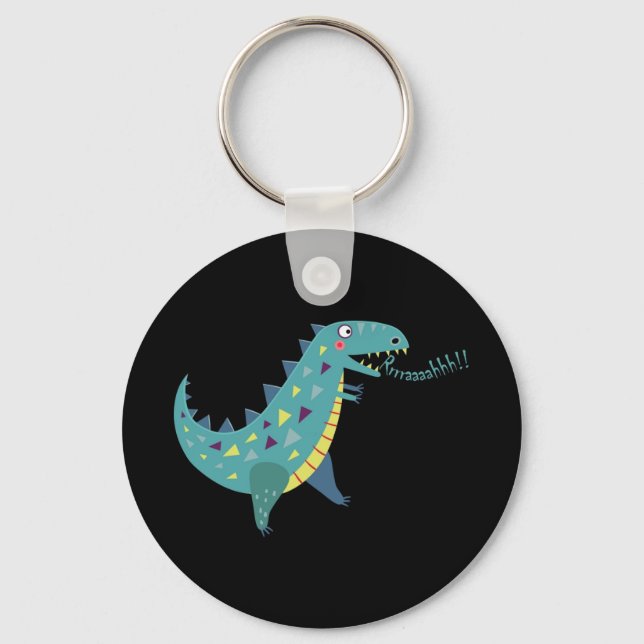 Blue Dinosaur T Rex Ba  Key Ring (Front)