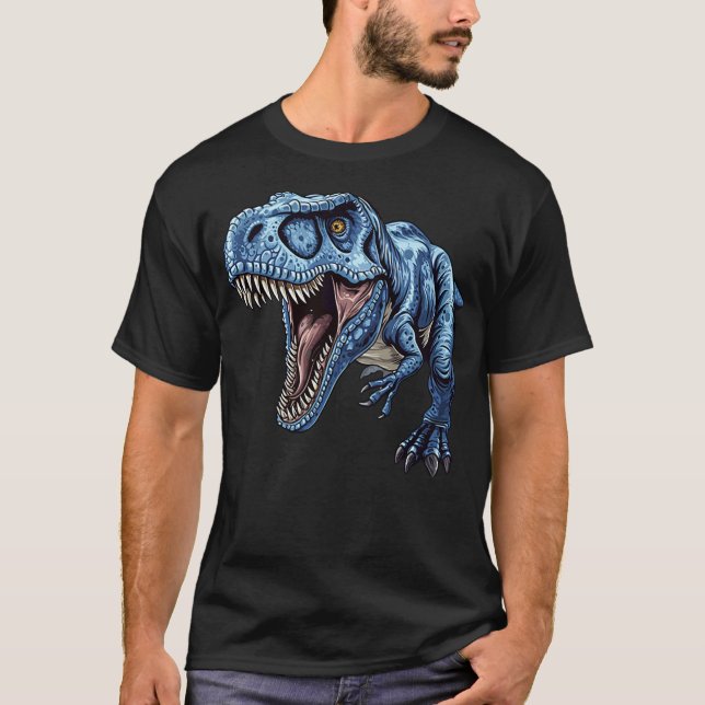 Blue Dinosaur T-Rex Novelty Paleontologist Men Kid T-Shirt (Front)