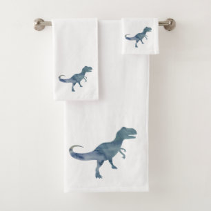 Blue Dinosaur Trex Bath Towel Set