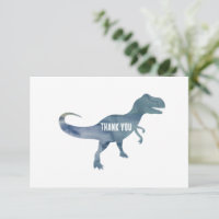 Blue Dinosaur Trex Flat Thank You Card