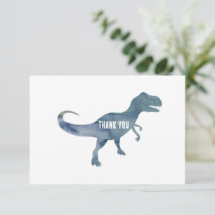 Blue Dinosaur Trex Flat Thank You Card