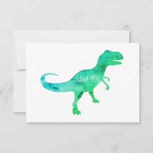 Blue Dinosaur Trex Flat Thank You Card